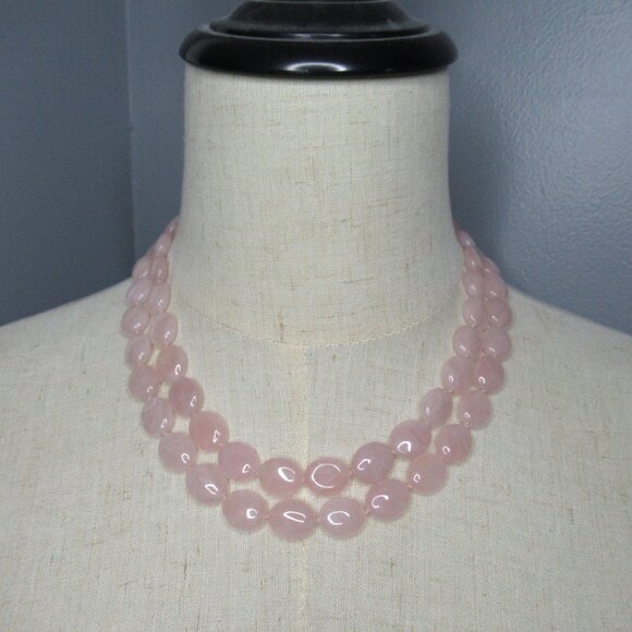 Rose Quartz oval bead necklace - Picture 3 of 11